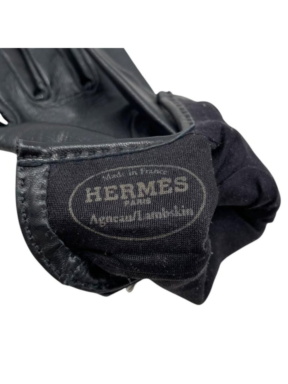 Hermes Gloves Kelly Cadena 7 Sizes Leather Black Silver - Picture 10 of 11